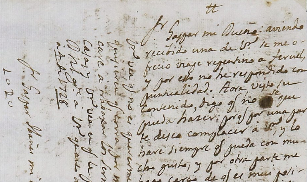 Una muestra de la correspondencia privada del siglo XVIII