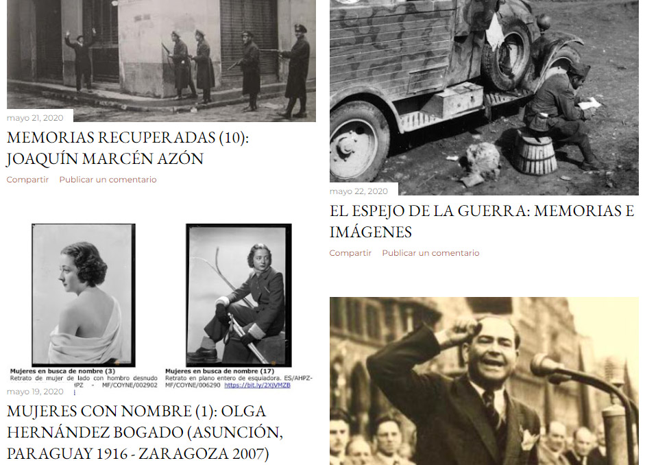 Varias de las publicaciones del blog de DARA durante el período de confinamiento